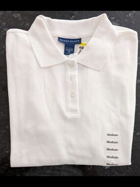 Karen Scott White Cotton Polo Shirt